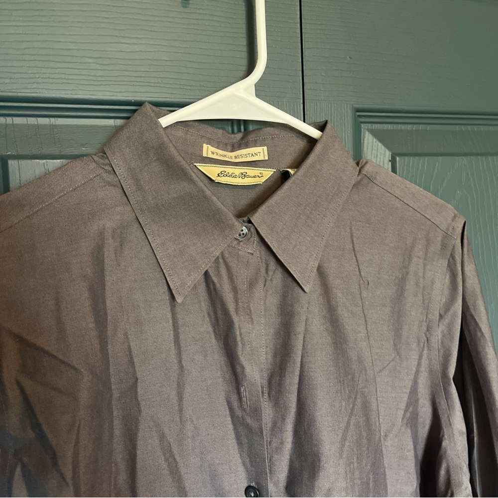 EDDIE BAUER NWOT Women’s Button Down Collared Blouse Top Shirt Large 100% Cotton